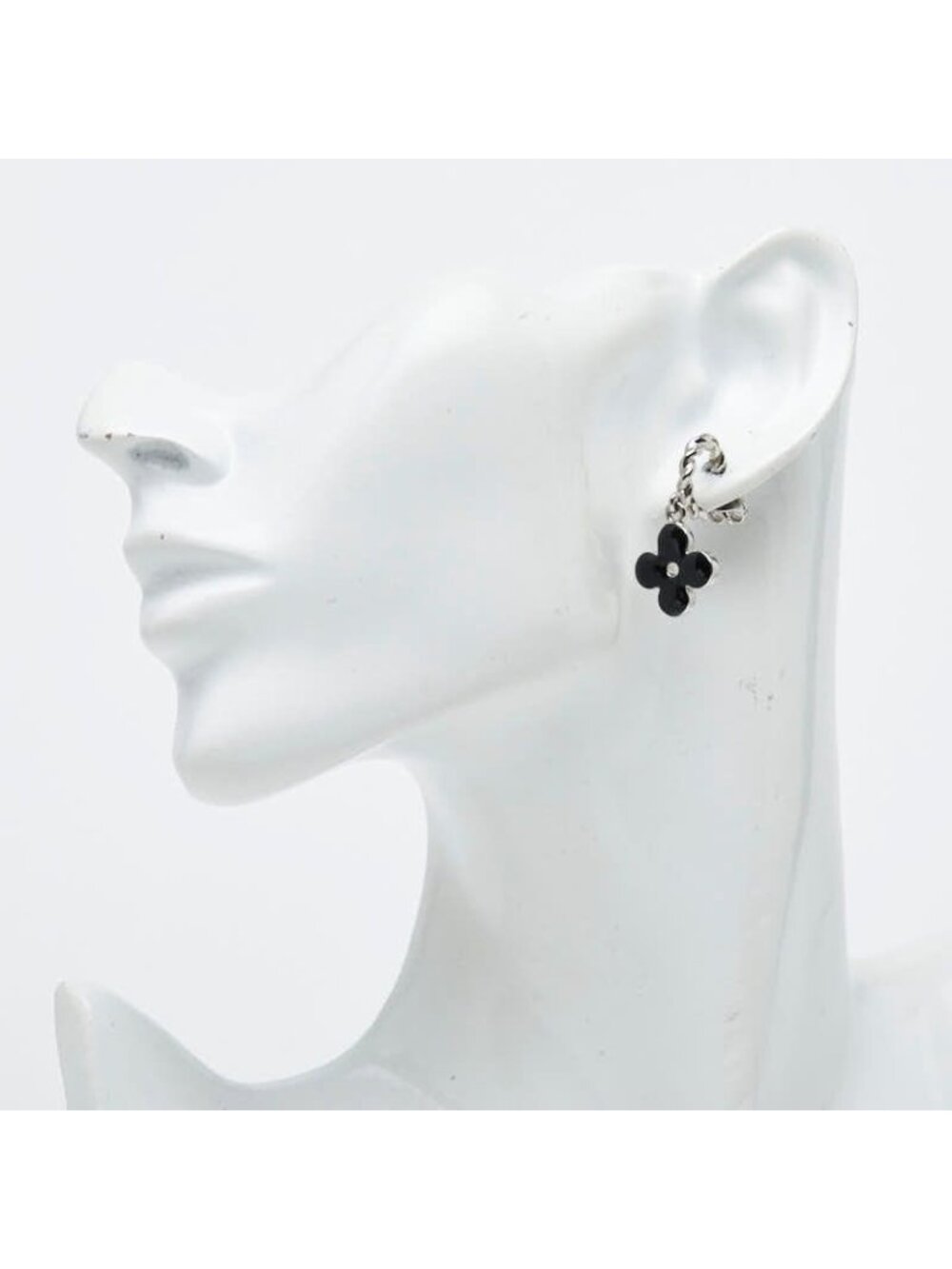 Louis Vuitton Boucle Dreille Sweet Monogram Earrings 3 Piece Set Silver Black - Picture 4 of 5
